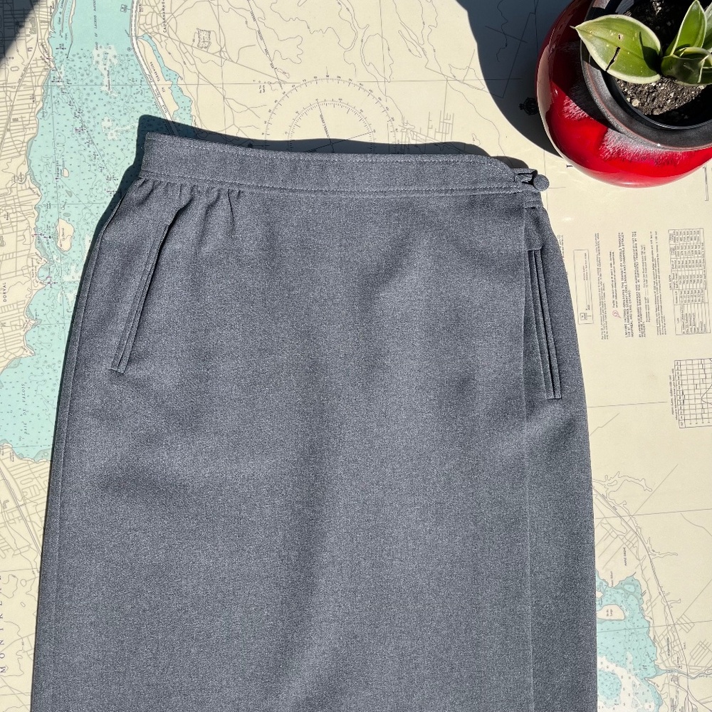 Vintage 60s D'Allairds Grey Wrap Pencil Skirt